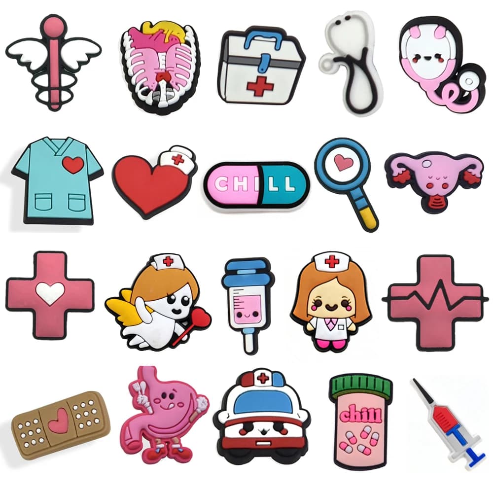 New Arrivals Cute Doctors Nurses Medical Shoe Charms for Crocs Accessories Sandals Shoe Decorations Pins Women Favor Gifts