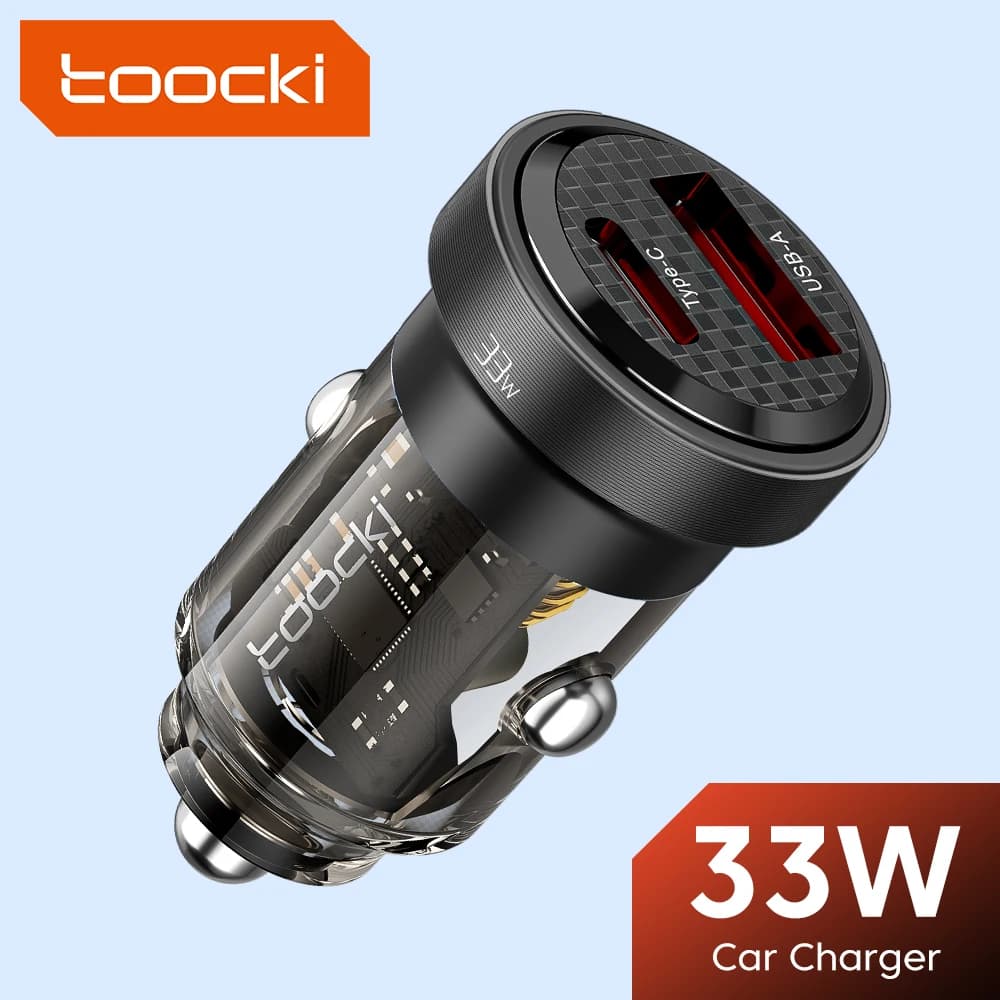 Toocki 33W 5A QC PD 3.0 SCP Car Charger Quick Charge4.0 USB Type C Fast Charging For iPhone 15 14 13 12 Huawei Samsung Xiaomi