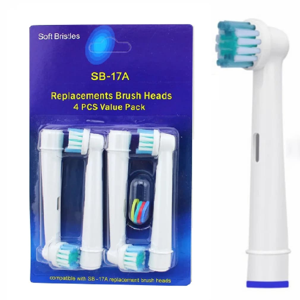 4pcs/set Electric Toothbrush Replaceable Head Tooth Brush Heads For Oral B Electric Brush Nozzles Soft Dupont Bristle SB-17A