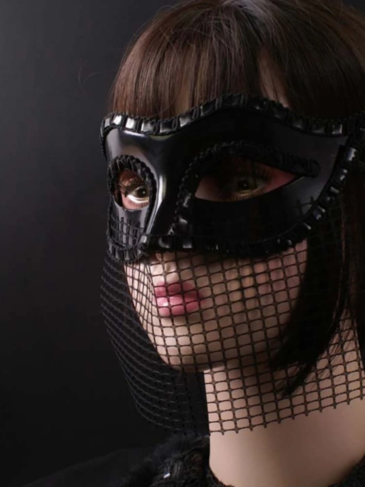 Mask Adult Plastic Material Customized Full Face Mysterious Sexy  Mesh Singing Stage Performance Props Couple Party Accessories