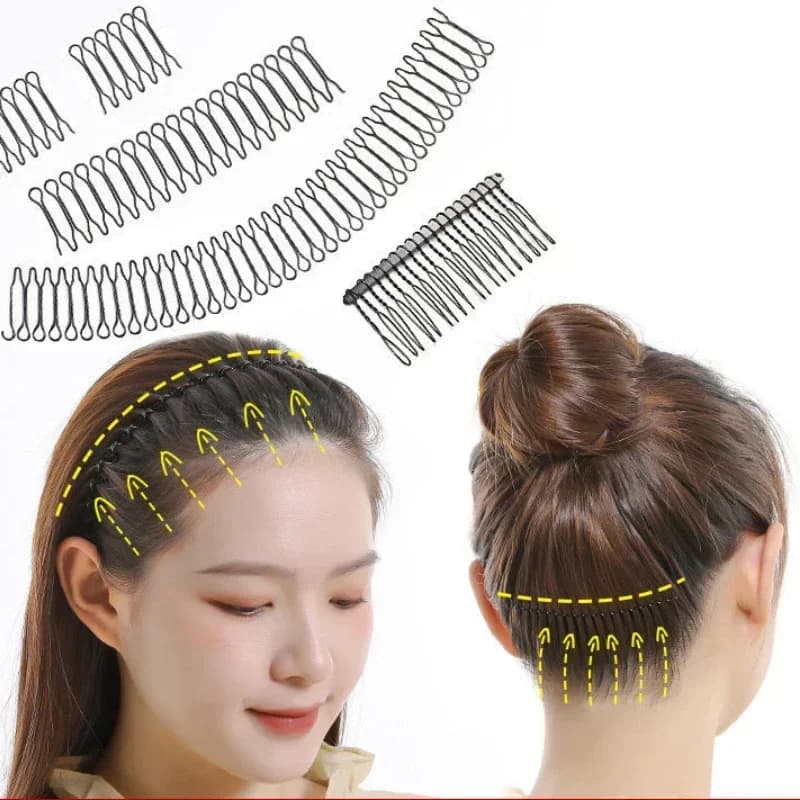 Women Invisible Broken Hair Clip Hairpin Black Acrylic Curve Needle Hair Bangs Comb Headwear for Girls Styling Hair Accessories