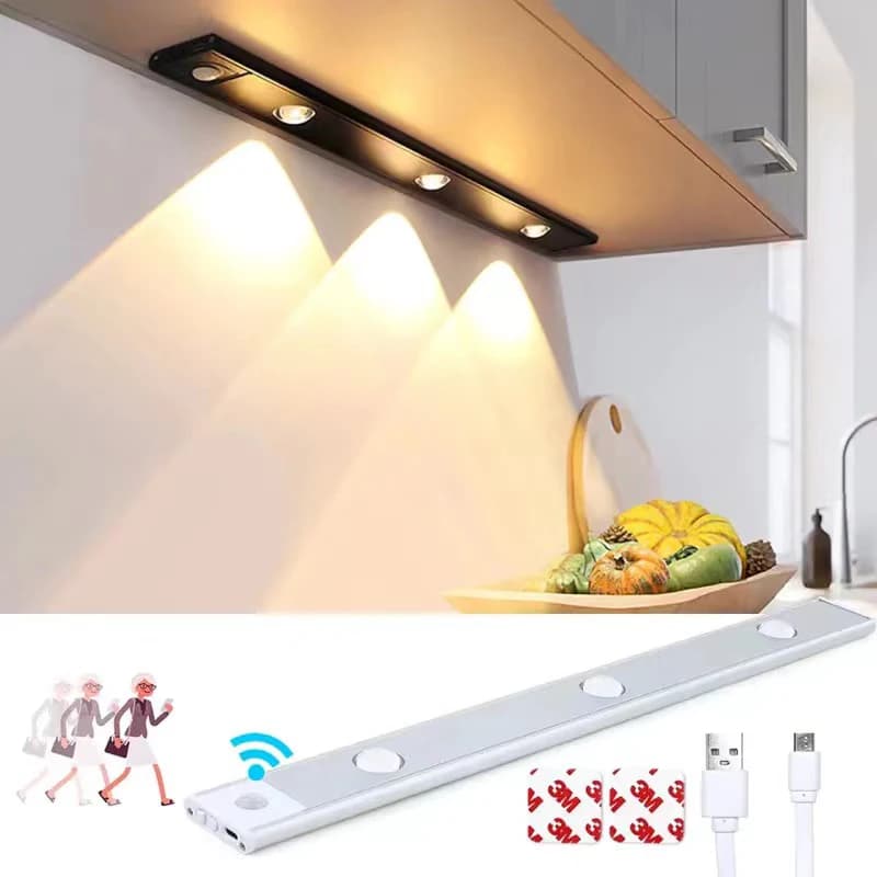 LED Night Light Motion Sensor Wireless Ultra Thin Wine Cooler Light 3 Color For Kitchen Cabinet Bedroom Wardrobe Indoor Lighting