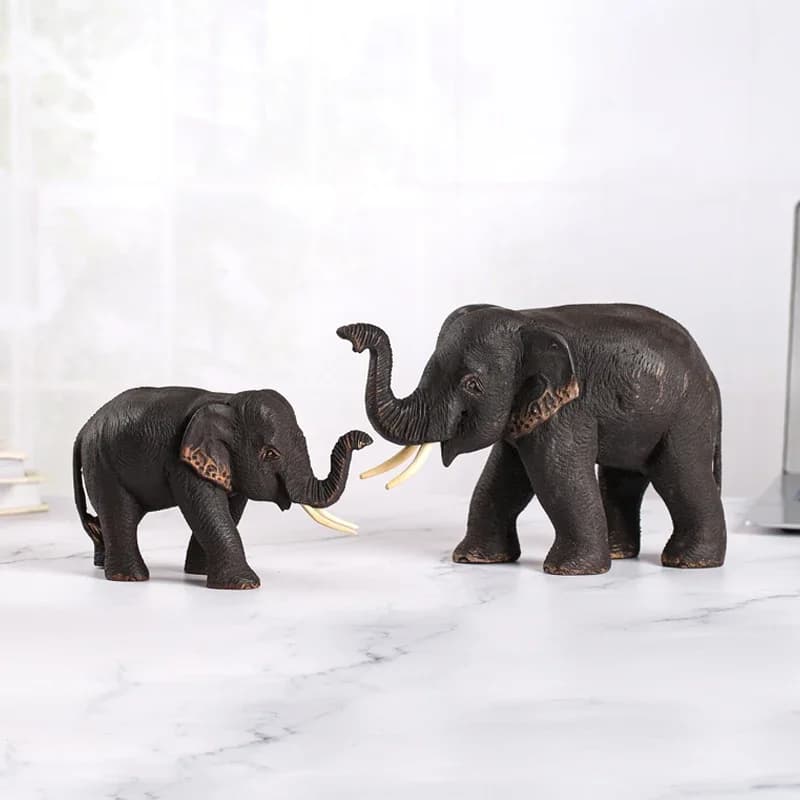 Thai Solid Wood Elephant Wood Carving Craft Living Room TV Cabinet Ornament Desktop Fortune Decor decor
