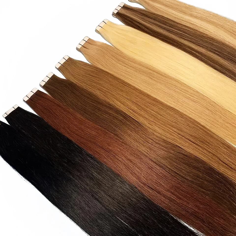 Tape In Straight Human Hair Extensions Brazilian Hair Adhesive Extensions Skin Weft Black Brown 100% Real Human Hair for Women