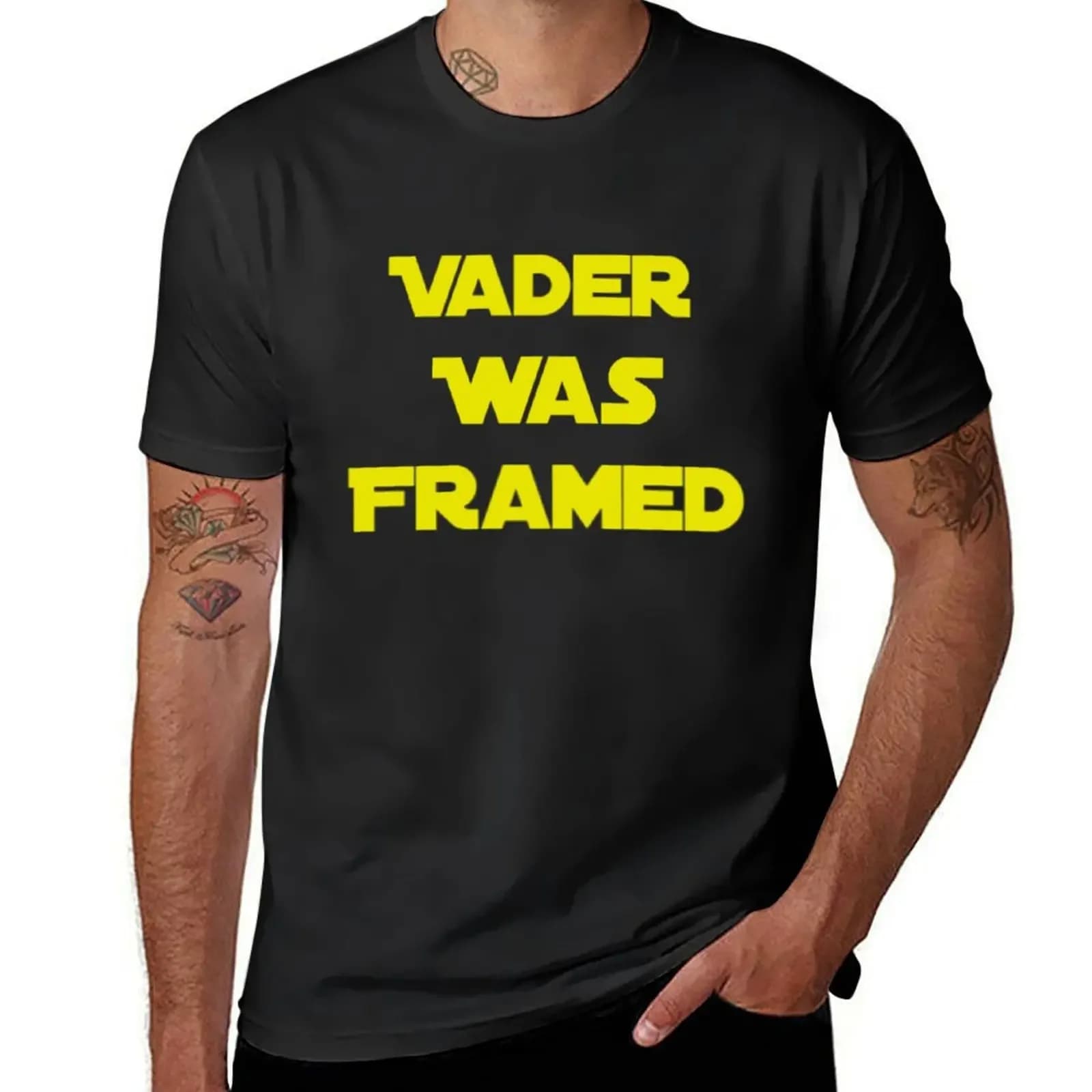 Vader Was Framed In Yellow On Black Background T-Shirt baggy shirts tees vintage cute tops t shirt men 100℅ cotton