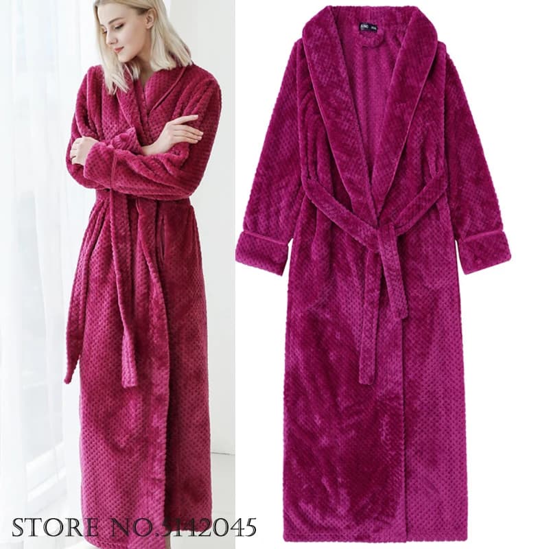 Autumn Winter Flannel Long Robe Couple Sleepwear Kimono Bathrobe Gown Thickened Coral Fleece Nightgown Nightwear Loose Home Wear