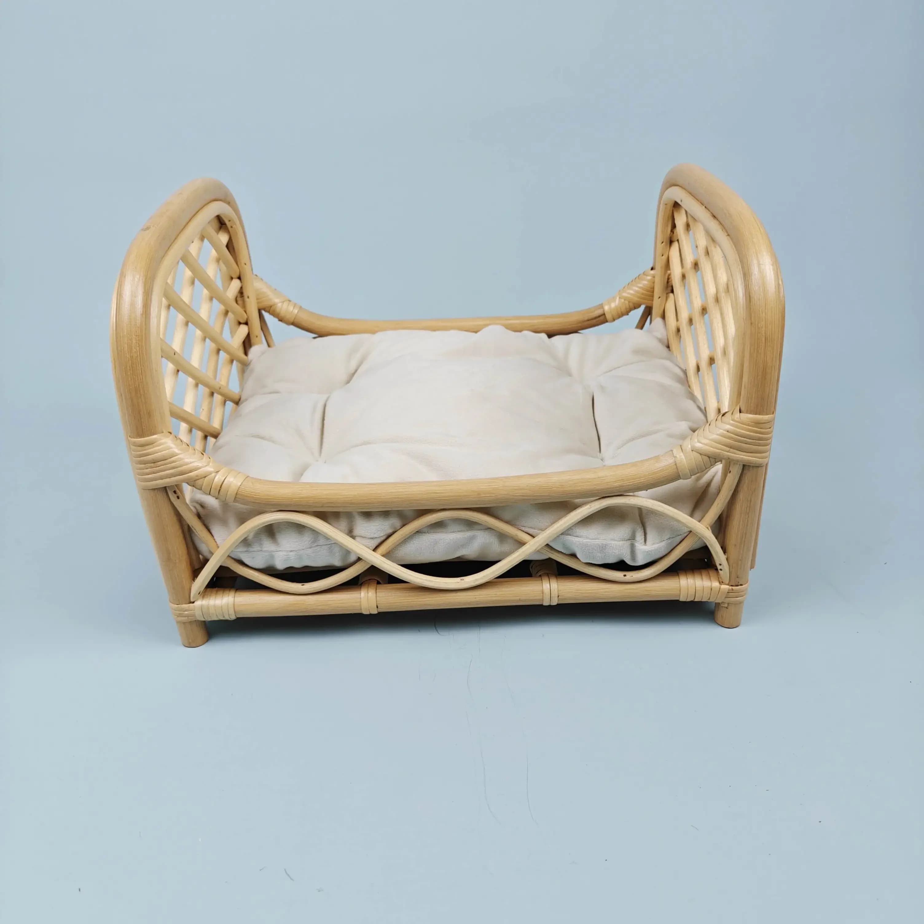 Baby Crib Newborn Photography Props Bed Rattan Handmade Retro Chair Girl Boy Posing Furniture Session Accessories