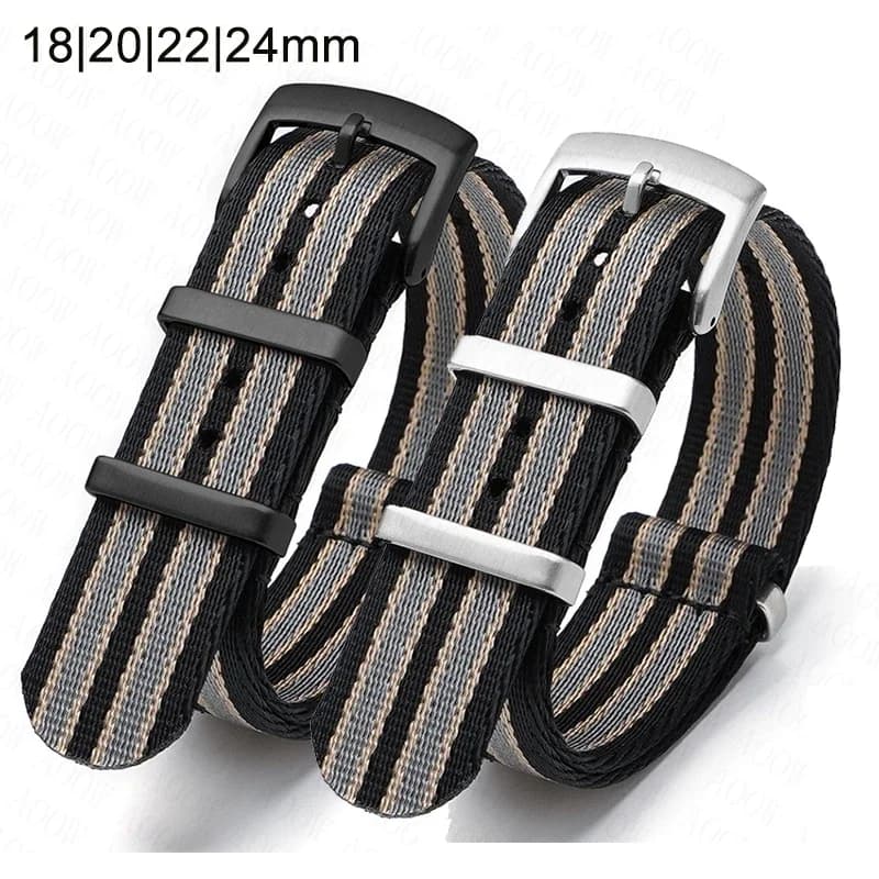Nylon Strap for Omega Seamaster 007 Men Women Striped Canvas Replace Wristband Watch Band for Speedmaster 18/20/22/24mm