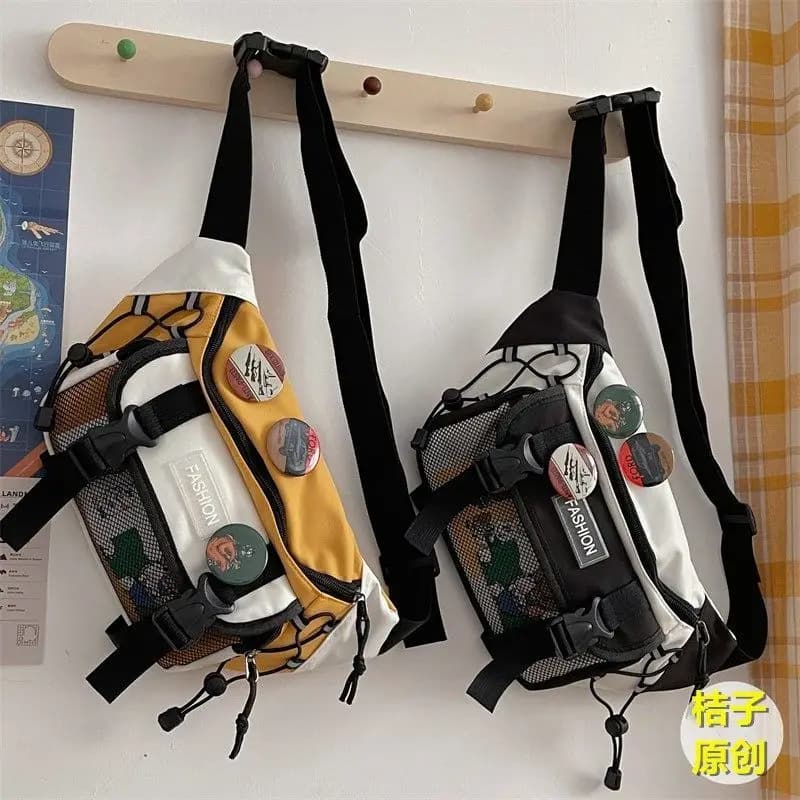 Japanese Crossbody Bag Male Korean Unisex Girl Student Chest Bag Hong Kong Style Retro Waist Bag