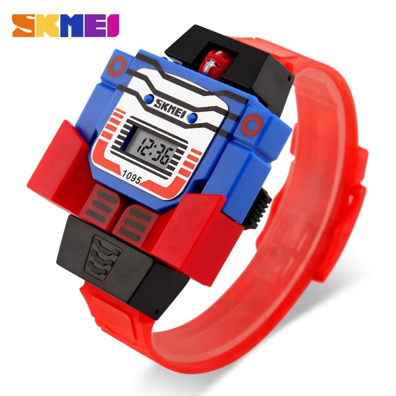 SKMEI Cartoon Kids Watches LED Digital Children Sports Watches Robot Transformation Toys Boys Wristwatches montre enfant 1095