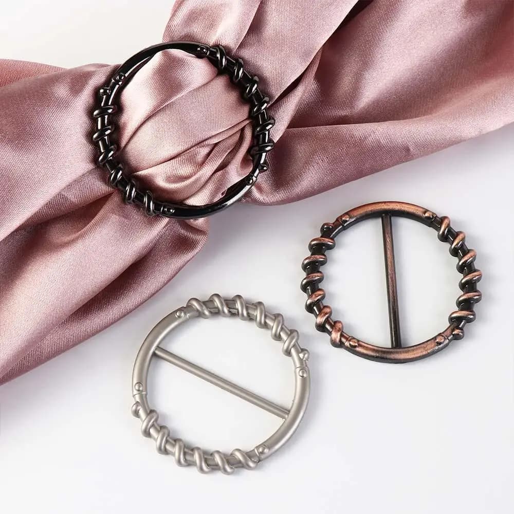 Waist Adjustment Fixed Snap Clothing Corner Knotted Buckles Multifunctional Hijab Scarf Clip Round Metal Scarf Buckle Gold