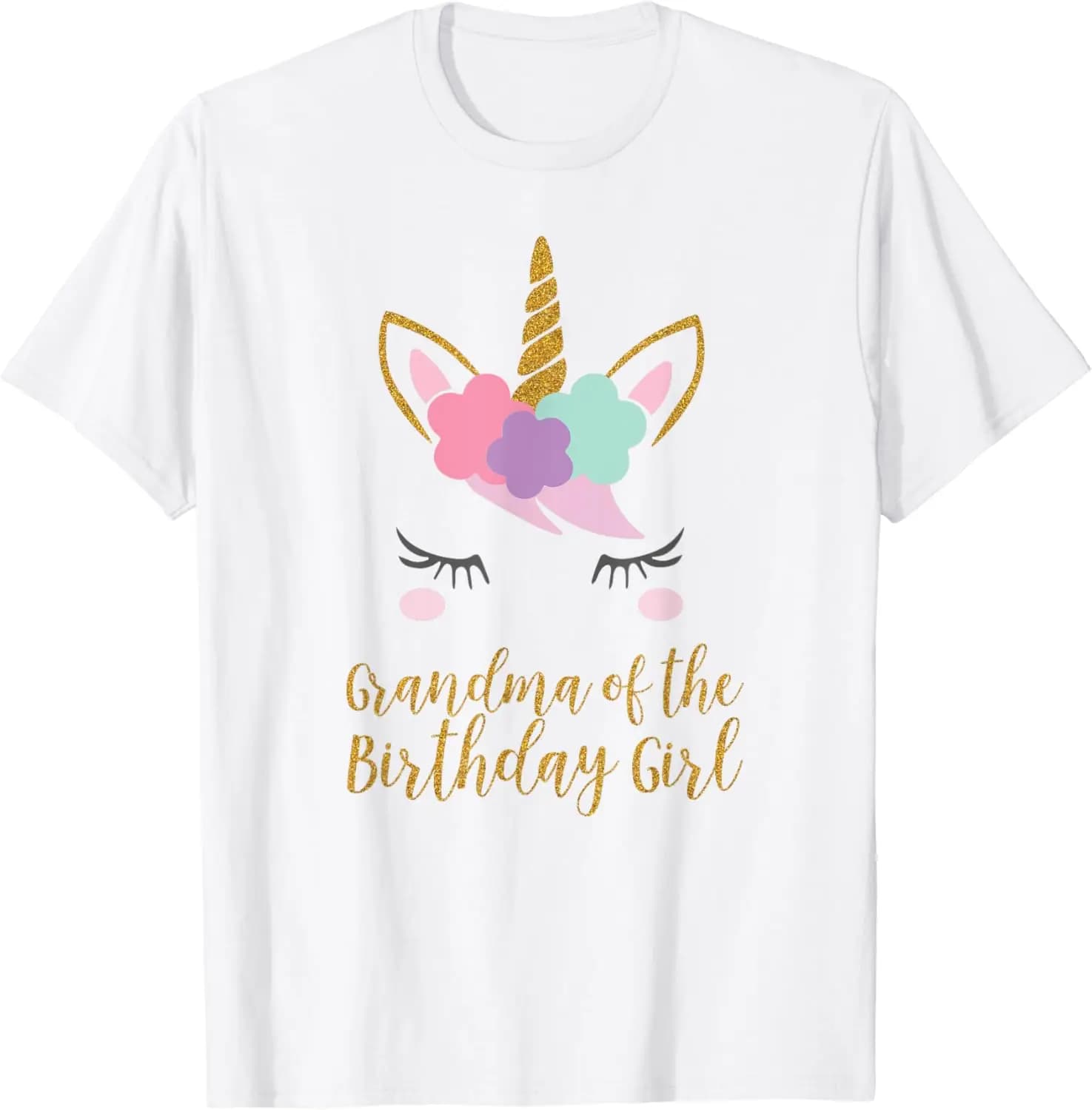 Cute Unicorn Grandma Shirt, Grandma of the Birthday Girl 100% Cotton Streetwear High Quality