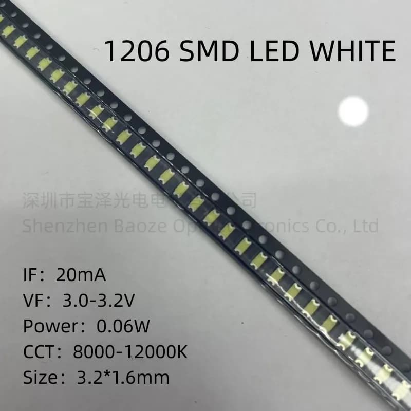 1206 SMD LED Red Yellow Green White Blue Orange Pink Ice Blue 3216 light emitting diode 100pcs/lot