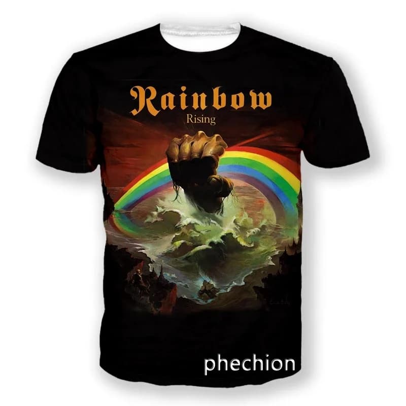 Phechion New Fashion Men/Women Rainbow Rock Band 3D Printed Short Sleeve T-Shirt Casual T Shirt Sport Hip Hop Summer Tops L18