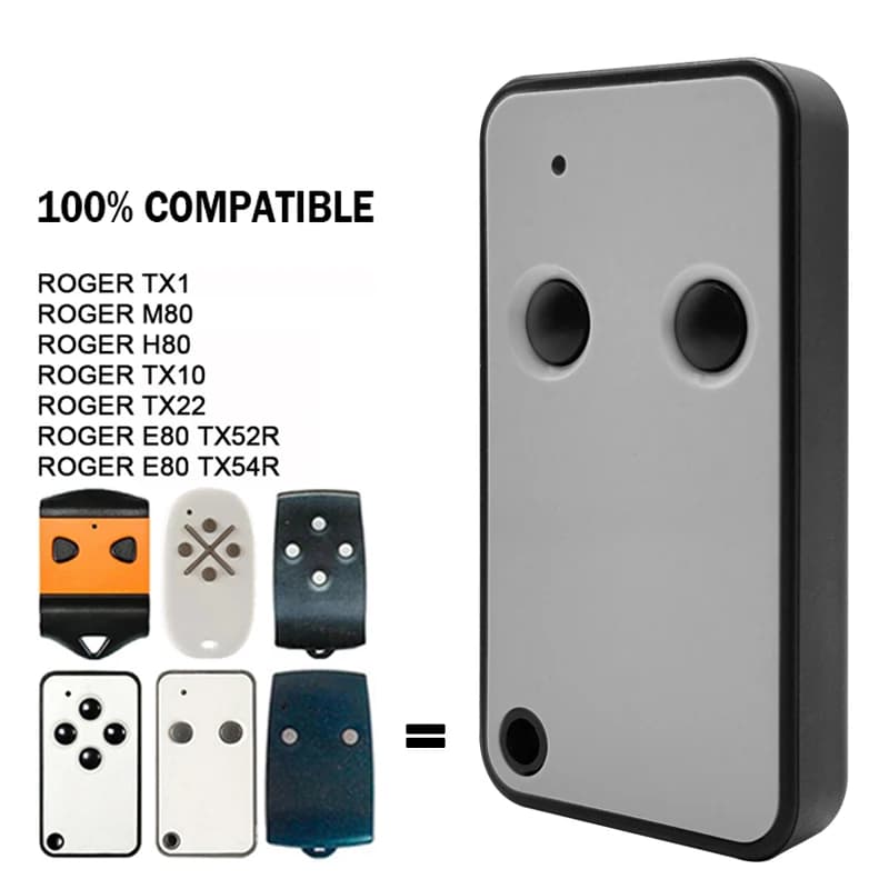 Roger E80 TX52R 2 433.92 MHz E80/TX52R/2 E80/TX54R/2 Fixed Code Garage Door Remote Control ROGER H80 TX22 M80 TX44R TX12 TX14