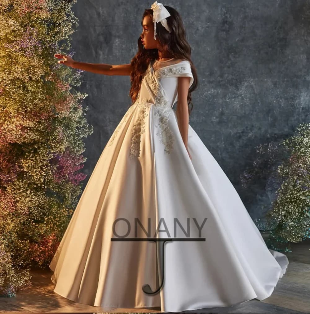 Flower Girl Dress Personalised Appliques A-Line Baby First Communion Beauty Party Dress Robe De Demoiselle