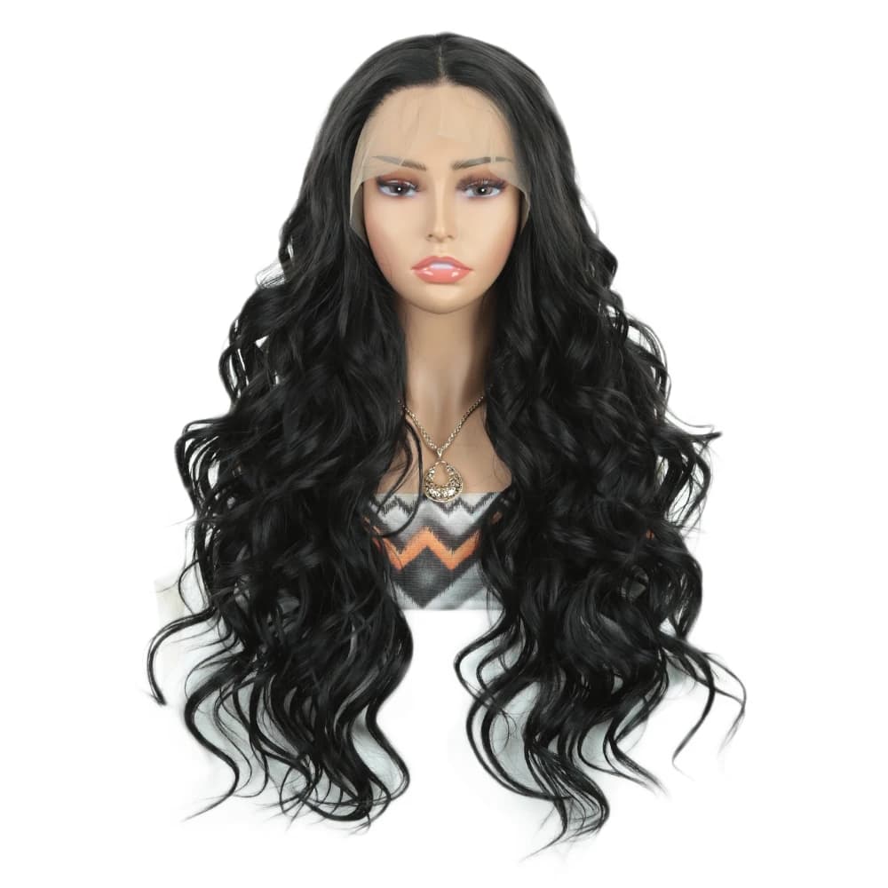 Alibaby Synthetic 13*4 Body Wave Lace Front Wigs Wavy Glueless Lace Frontal Wig with Pre Plucked Natrural Hairline and Baby Hair