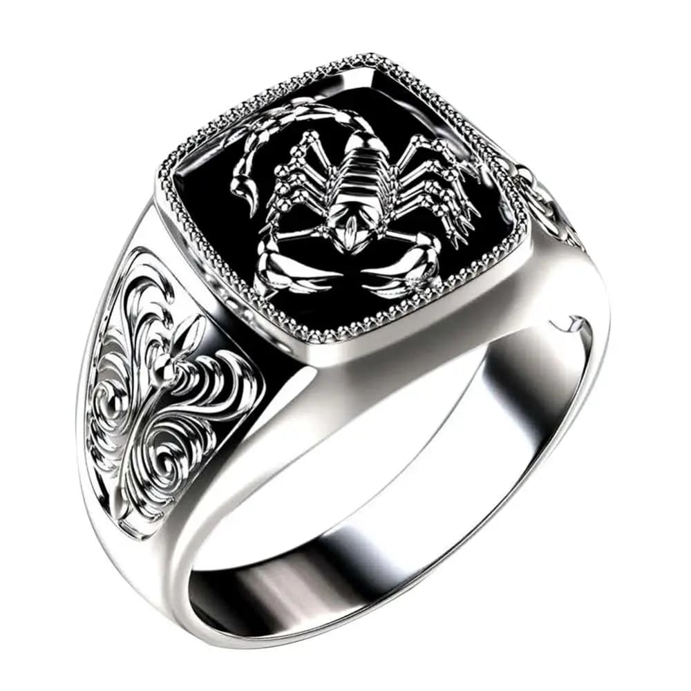Jewelry Gift Alloy Ring Fashion Men Scorpion Engraved Wide Finger Birthday Club Party