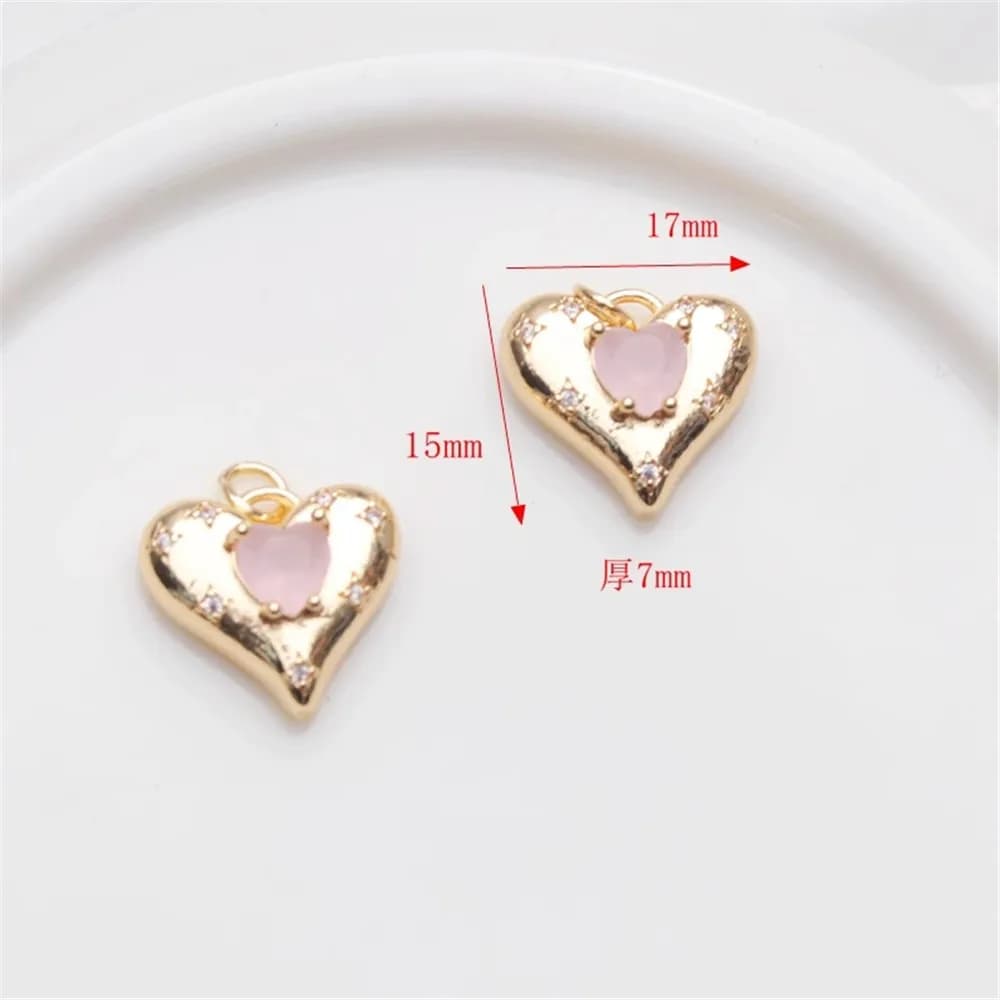 14K Gold Color Inlaid Zircon Pendants, Various Pendants, Wings, Love, Five-petal Bracelet, Necklace, DIY Jewelry Accessories