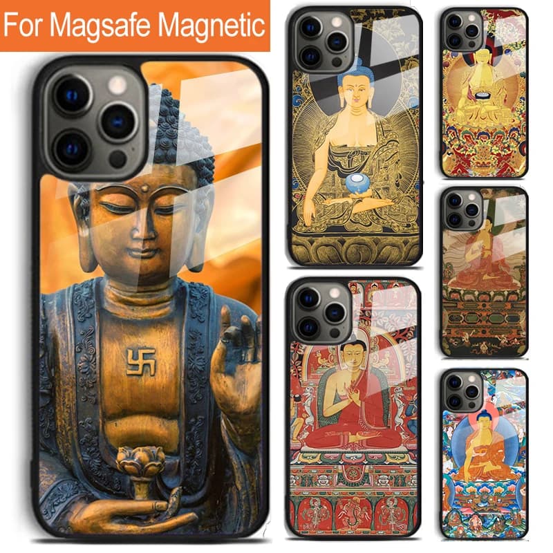 Buddhism Sakyamuni Buddha Bodhisattva ZEN Phone Case For iPhone 16 15 14 13 12 11 Pro Max Plus Magsafe Magnetic Wireless Cover
