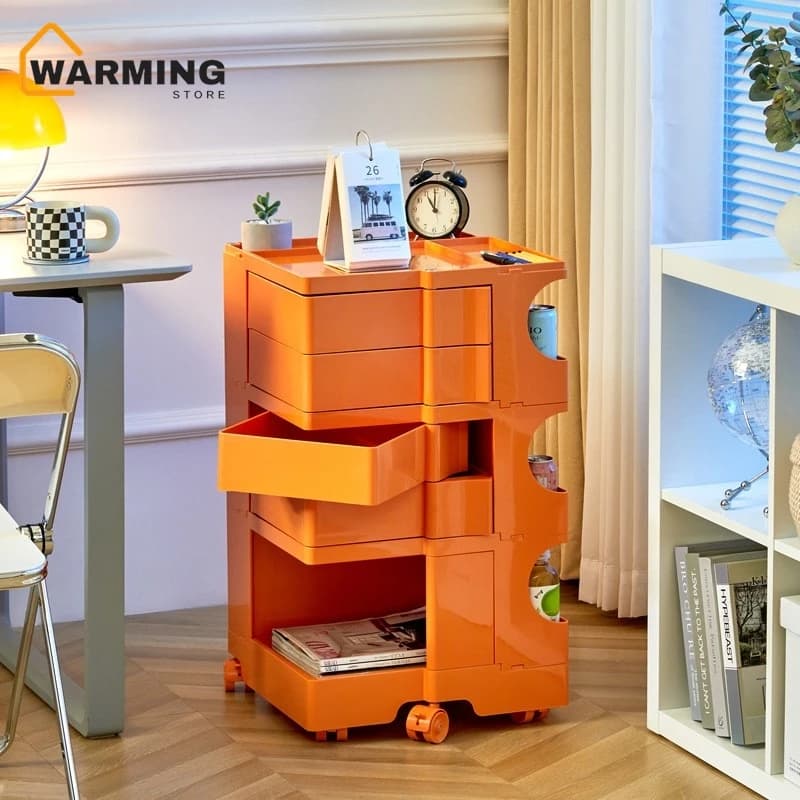Warming Poppy Cabinet Storage Rotating Cabinet Makeup Cabinet Storage Bedside Table Snack Cabinet Multi Layer Storage Cabinet