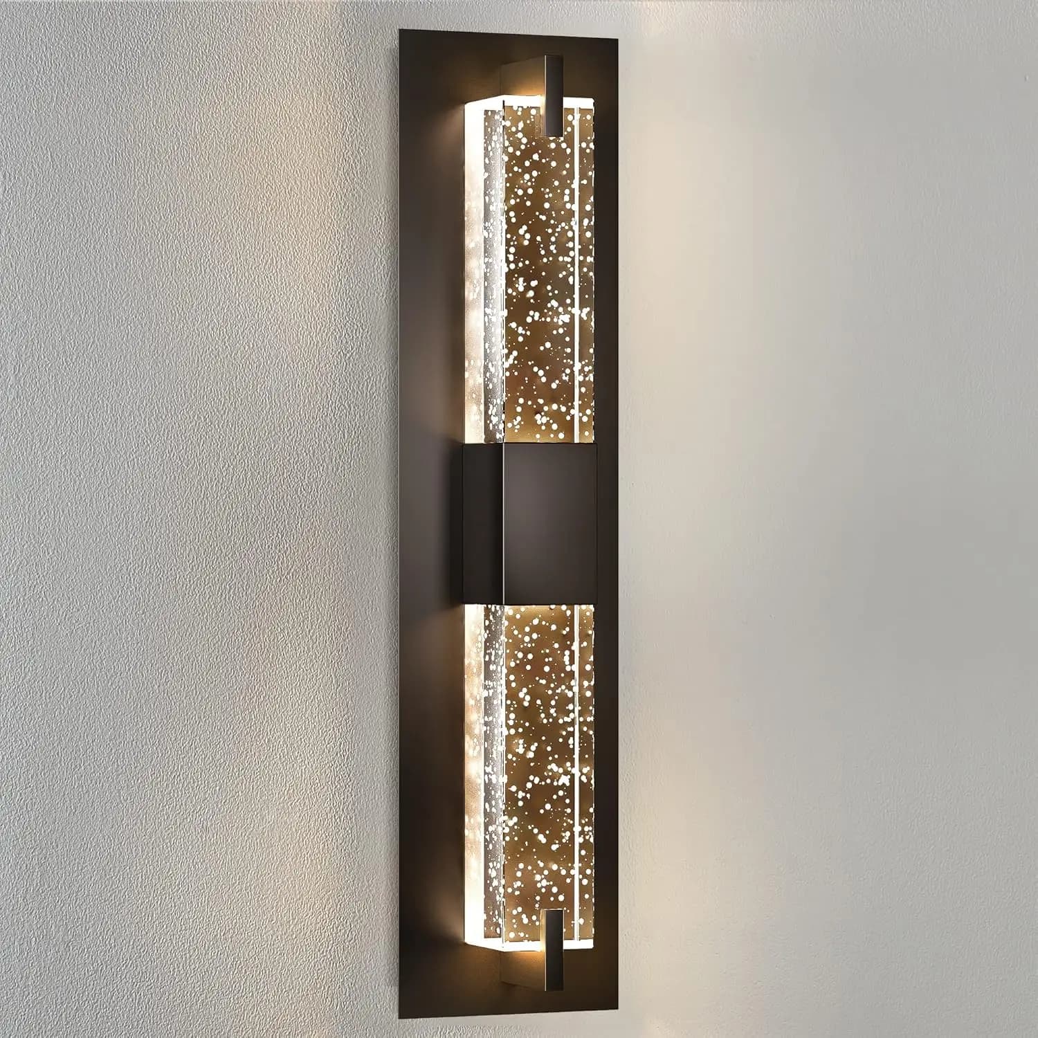 LED Wall Sconce Light: 19 Inch Black Modern Sconces Wall Lighting 3000K Dimmable Crystal Wall Lamps Indoor Bathroom Scon