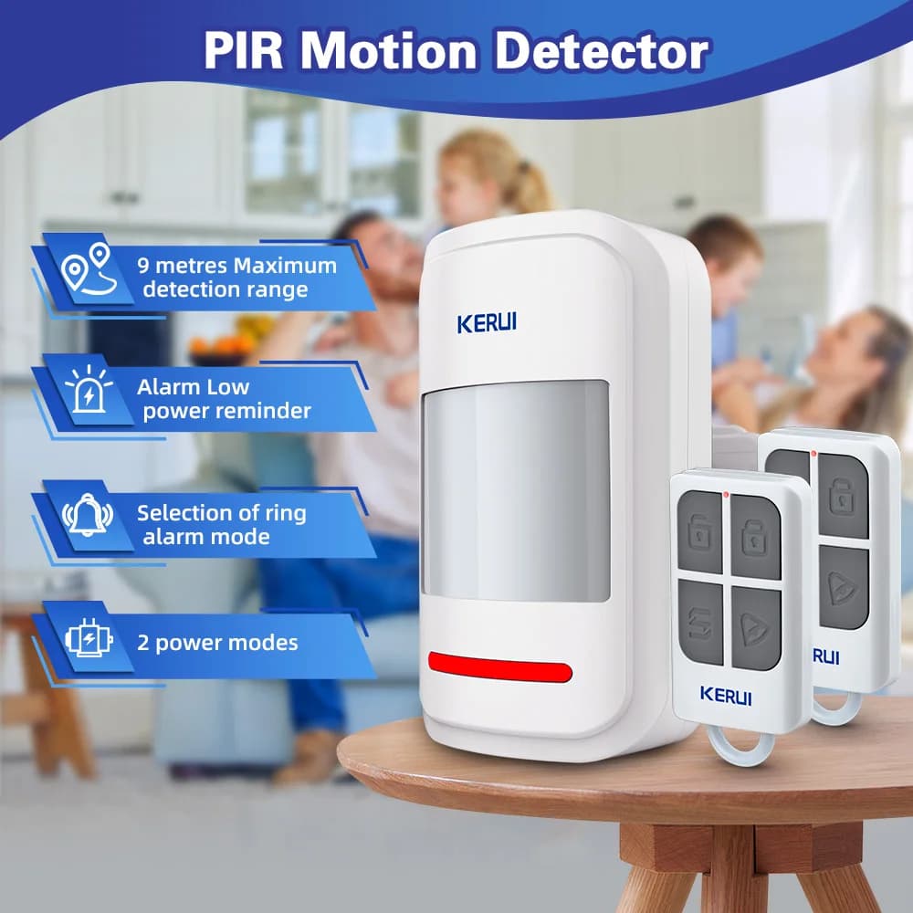 KERUI 433MHz Infrared Motion Sensor Detector Alarm/Doorbell Two Modes Wireless PIR Motion Alarm with Remote SOS for Home Elders