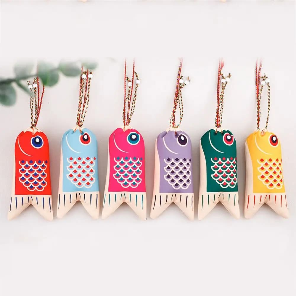 Japanese Koi Carp Blessing Pendant Bags Sachets Decor Mini Drawstring Bag Jewelry Pouch Omamori Gifts Pendants