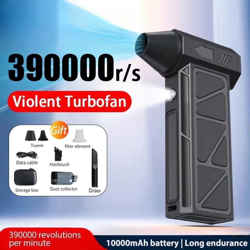 390000RPM Turbo Fan Powerful Air Blower Portable Wireless Dust Cleaner Type-C Charging Brushless Jet Blower Outdoor Home