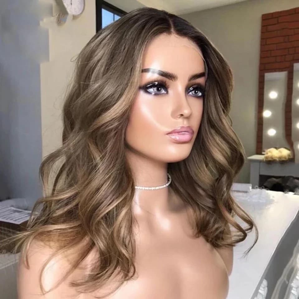 Soft Long Ombre Brown 24inch 5x5 Silk Base Body Wave Jewish Human Hair Wig With Baby Hair HD Lace European Hair Preplucked Daily