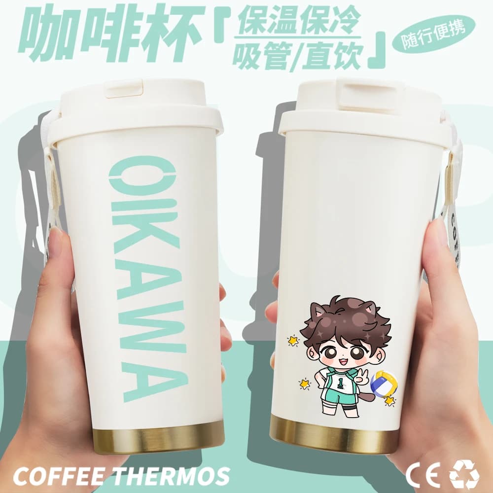 Anime Haikyuu!! Oikawa Tooru Cosplay Cartoon Stainless Steel Coffee Straw Vacuum Cup Cute High Appearance Level Exquisite