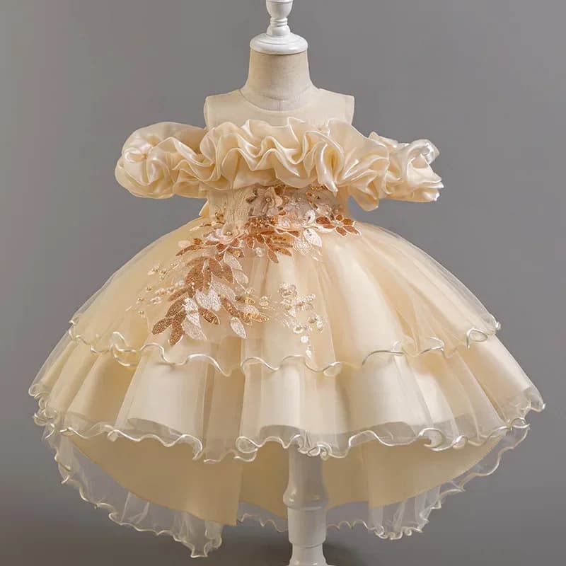 Fashion Flower Girl Dresses for Weddings Lace Mesh Sleeveless Party Dress for Kids Girl Summer Girls Party Dress 2-12 Years