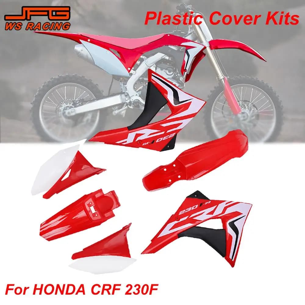Plastic Kits Motorcycles Accessories Red White Front Rear Fender Spoiler Side Panel Cover Set For HONDA CRF 230F 2020 Dirt Bike