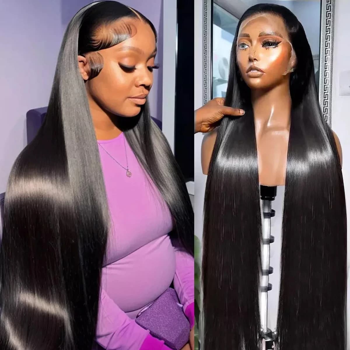 40 Inch 250 Density Straight Lace Front Wigs Human Hair 13x6 Hd Lace Frontal Wig Transparent Lace 13x4 Pre Plucked For Women