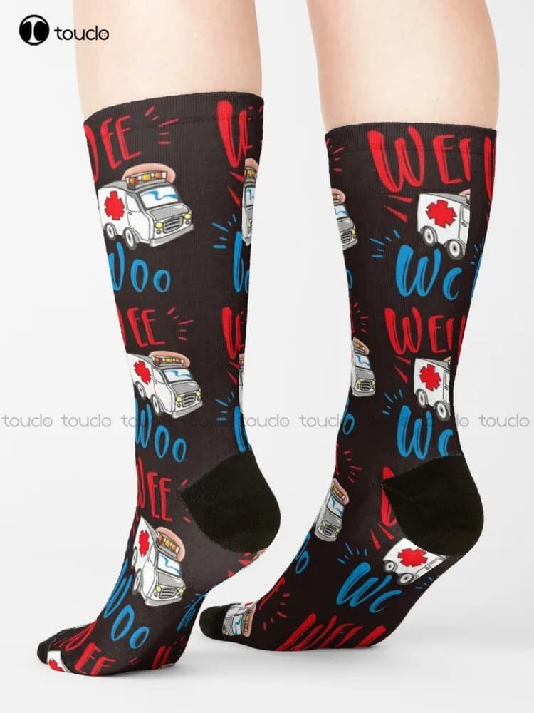 Wee Woo Ambulance Funny Nurse Doctor Gift Paramedic Socks Slipper Socks For Men Unisex Adult Teen Youth Socks Christmas Gift Art