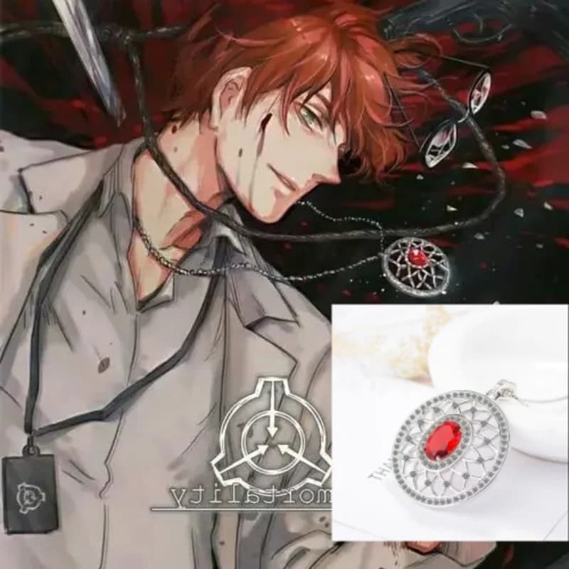 Anime SCP 963 Alloy Pendant Cosplay Jack Bright Horcrux Amulet Necklace Unisex Fashion Red Gem Jewelry Accessory Prop Xmas Gift