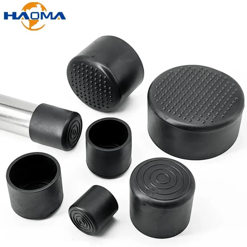 Black PVC Chair Leg Round Caps Table Furniture Feet Pipe Tubing End Cover Socks Plug Floor Protection Non-Slip Pad