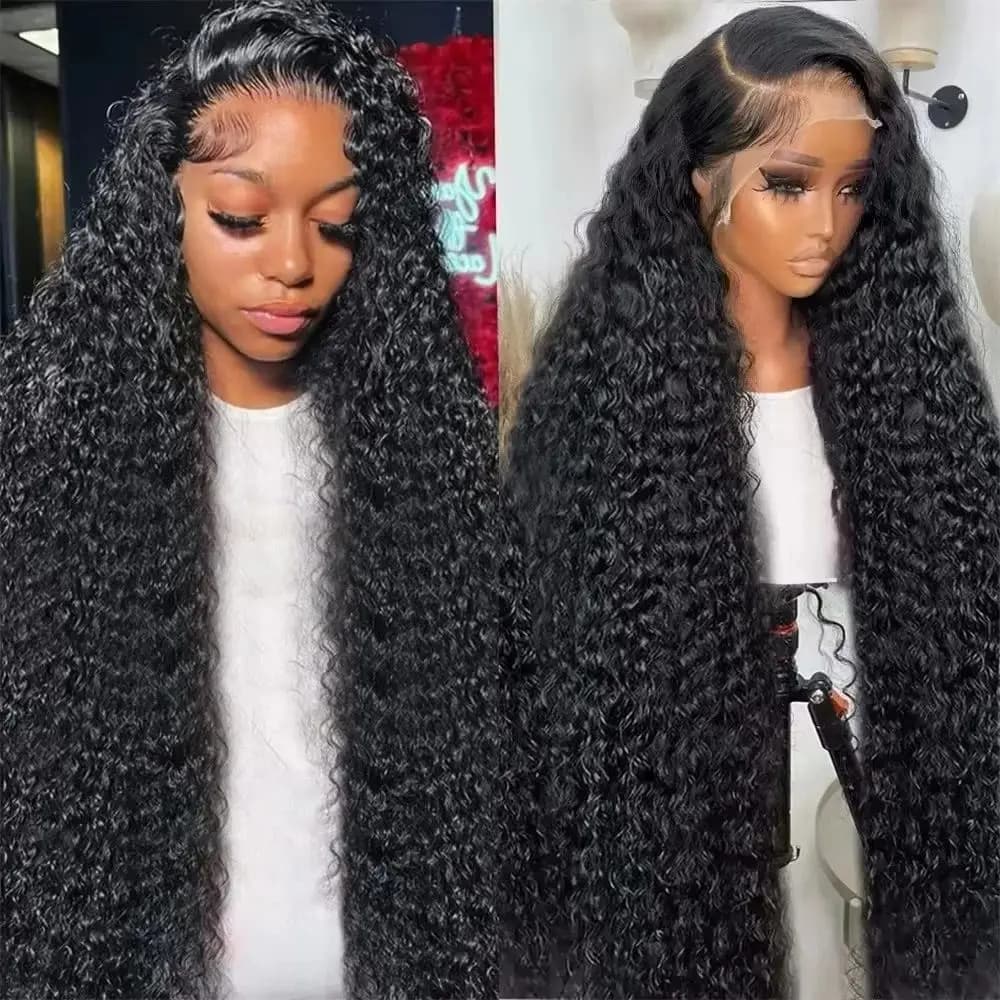 250 Density 13x6 Hd Deep Wave Frontal Wig 30 32 34 inch Glueless Wigs 100% Human Hair Water Wave Curly Lace Front Wig For Women