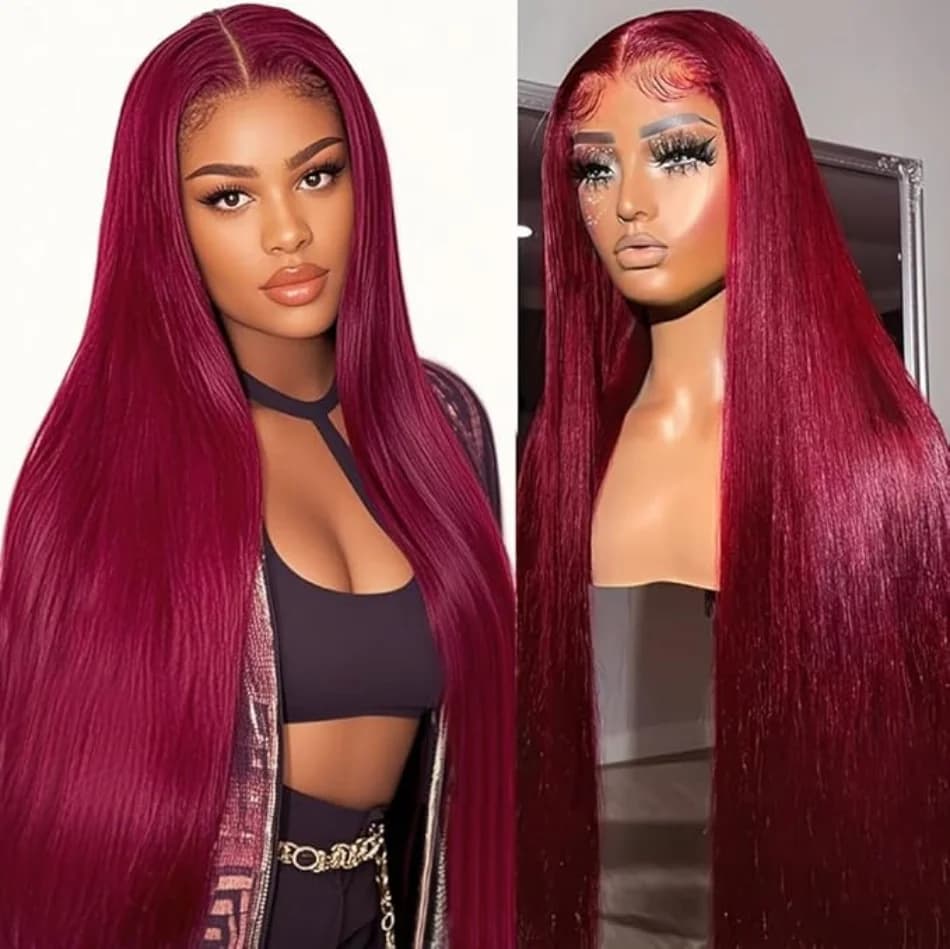 Burgundy 99j Hd Lace Frontal Wig 13x6 Straight Human Hair Wigs Highlight Wig Colored 220 Density 13x4 Human Hair Wig Front Lace