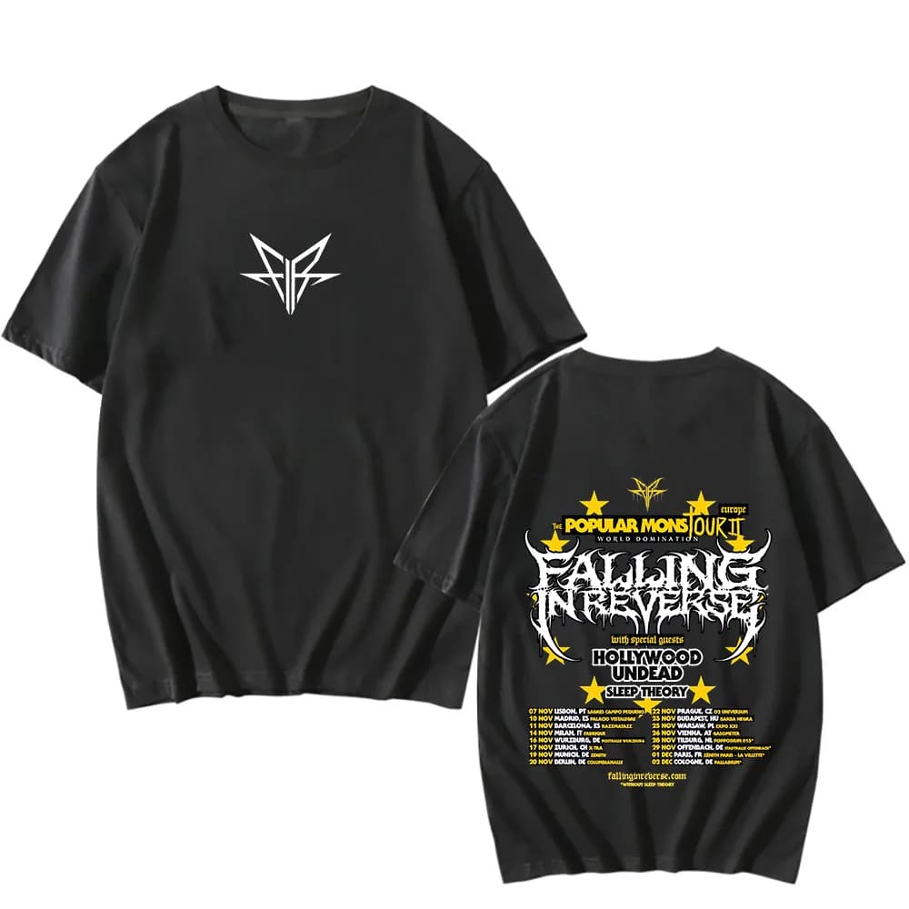 Falling in Reverse The Popular Mons Tour T-Shirts for Women/Men New Design Tee-shirt Funko Pop Round Neck Cotton Clothes Trends