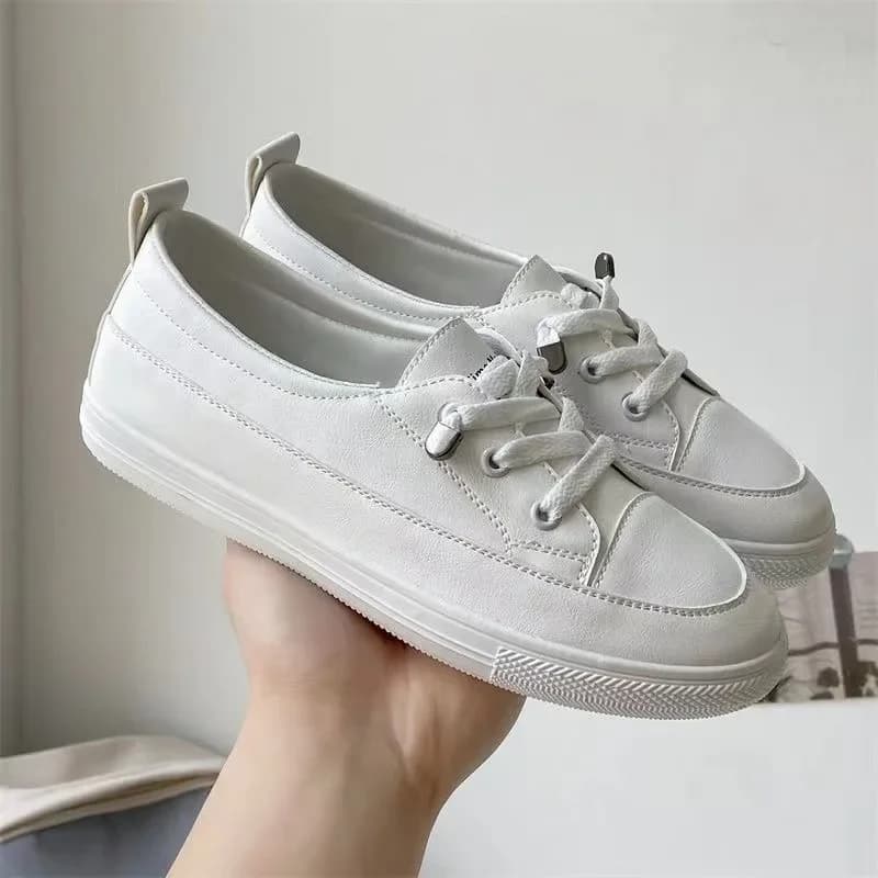 Comemore Comfortable Women's Casual Flat White Lace-up Shoes Summer Vulcanized Sneakers Ladies Light Soft Shallow Mouth Loafers