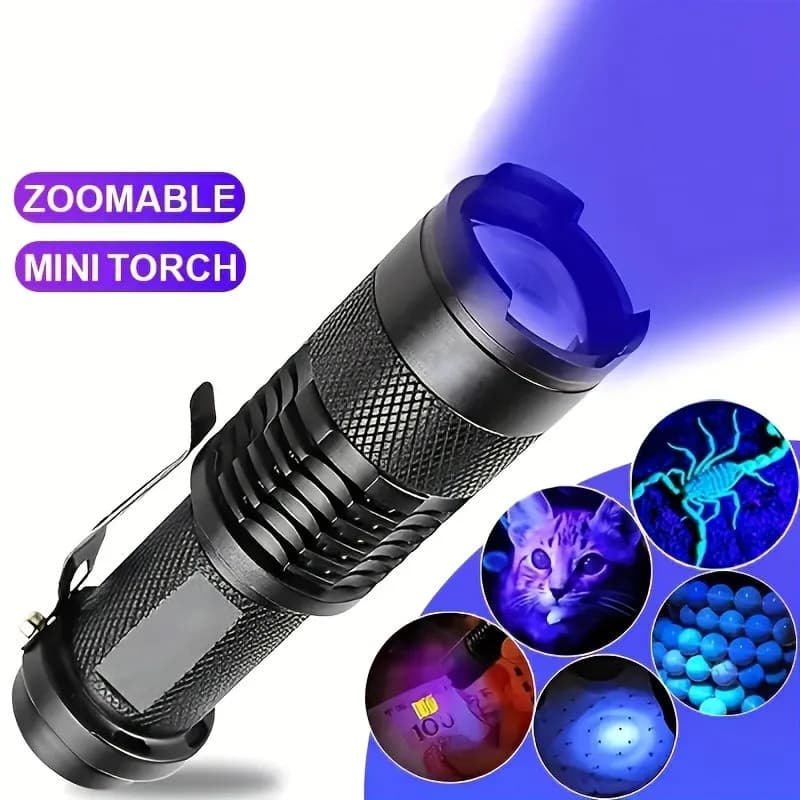 LED UV Flashlight 395nm Mini Ultraviolet Torch Purple Light Waterproof Lamp 3 Mode Aluminium Alloy For Marker Checker Detection