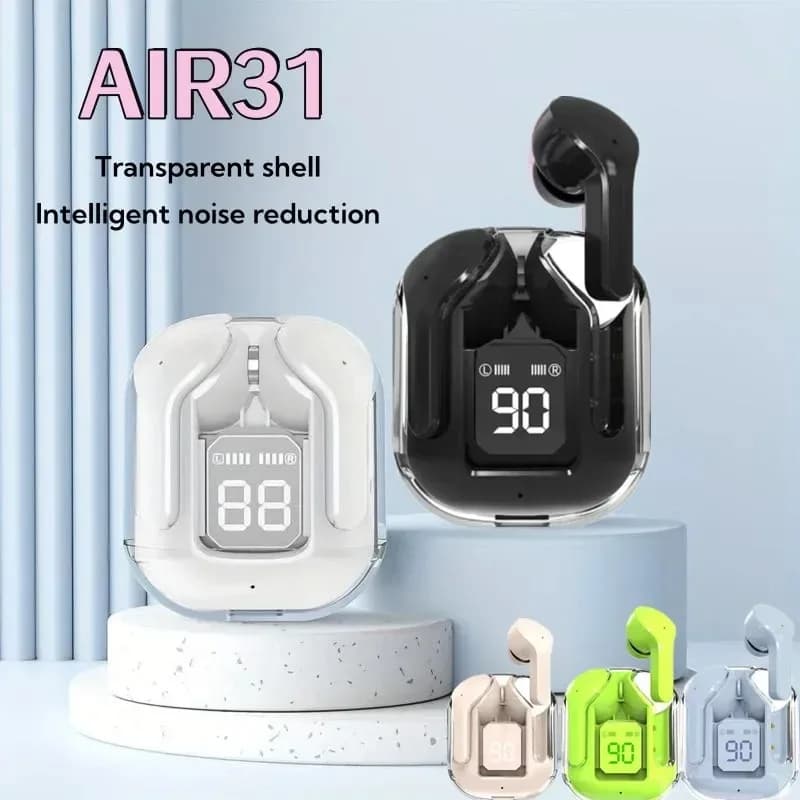 T2 Tws Wireless Bluetooth Headphones Bluetooth Earbuds Transparent ENC Power Digital Display Stereo Sound Earphones for Xiaomi