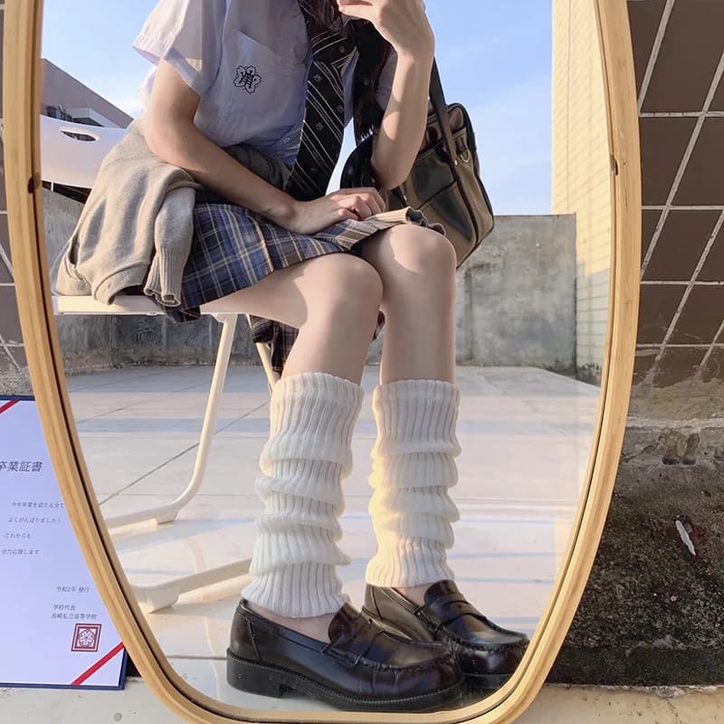 Lolita Leg Warmers Women's Long Socks Knitted Warm Foot Cover White Arm Warmer Ladies Autumn Winter Crochet Socks Boot Cuffs