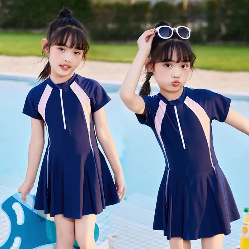 One-piece swimsuit for children and teenage girls, Conservative casual sports clothing, swimming training wear
