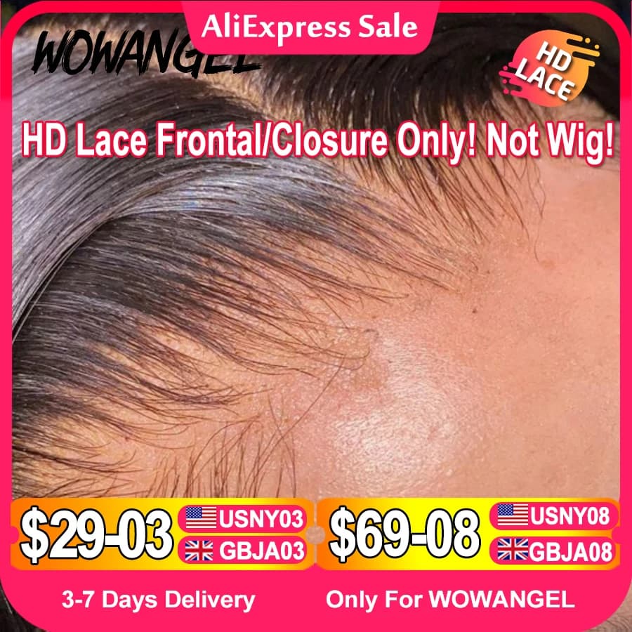 WOW ANGEL HD Lace 5x5 6x6 13x4 13x6 HD Lace Frontal Only Melt Skin Straight Hair Pre Plucked invisible HD Lace Closure Only