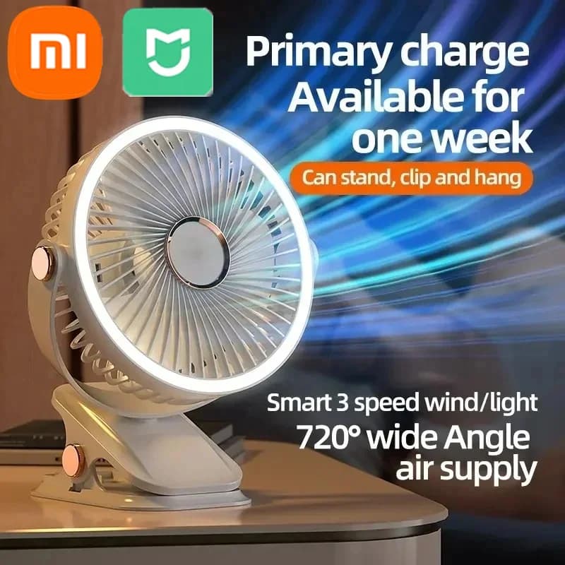 Xiaomi 8000mAh Camping Fan Rechargeable Desktop Portable Air Circulator Wireless Ceiling Electric Fans With LED Light Clipon New