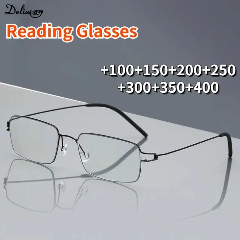 5g New Men Women Rimless Reading Glasses Anti Blue Light Bifocal Far Near Magnification Eyewear Presbyopic Glasses +150 To+400