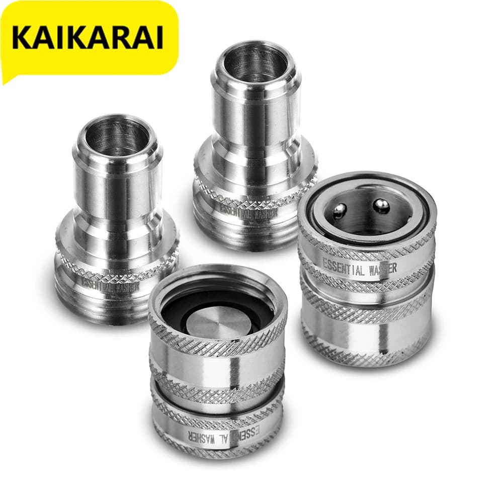 Garden Hose Quick Connect Fittings Stainless Steel Water Hose Adapter 3/4 1/2 Thread Connector Set Durability and Leak Free