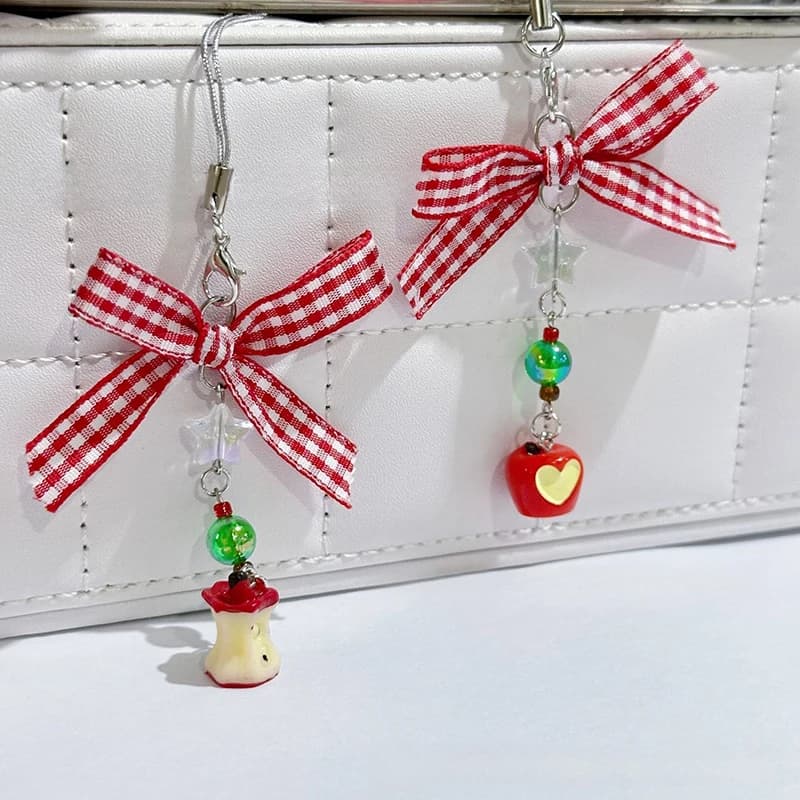 Boho Red Love Apple Beaded Phone Chain Girl Cartoon CCD Decorative Chain Cute Backpack Pendant Decorative Gifts